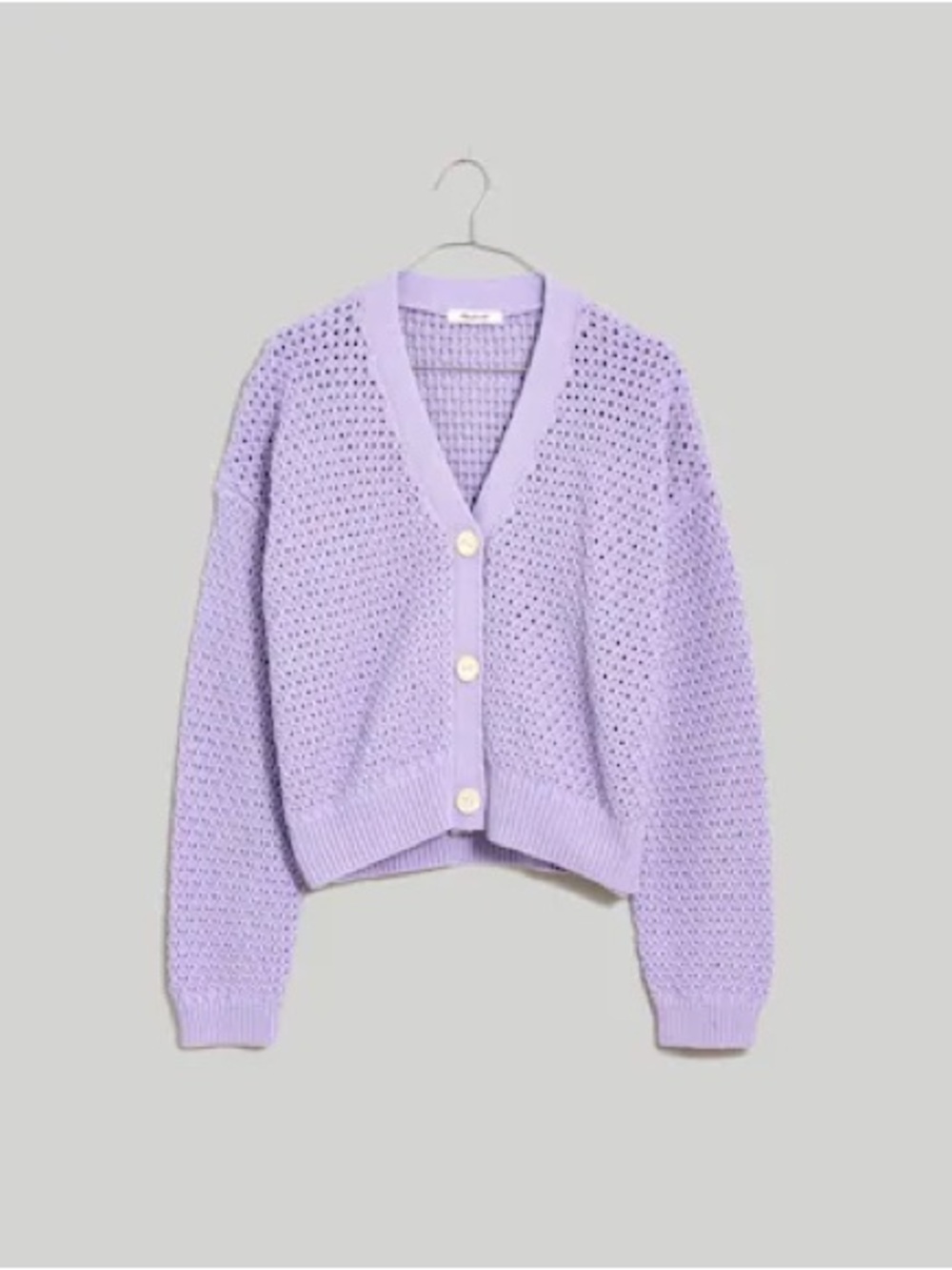 Madewell Open-Knit Lavender V-Neck Sweater